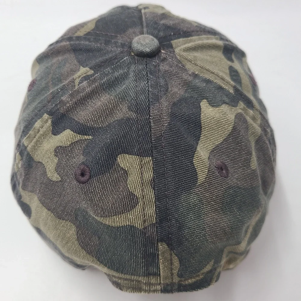 Quiksilver Hat Snapback Camo Green Brown Black Orange Logo Surf Skate Distressed